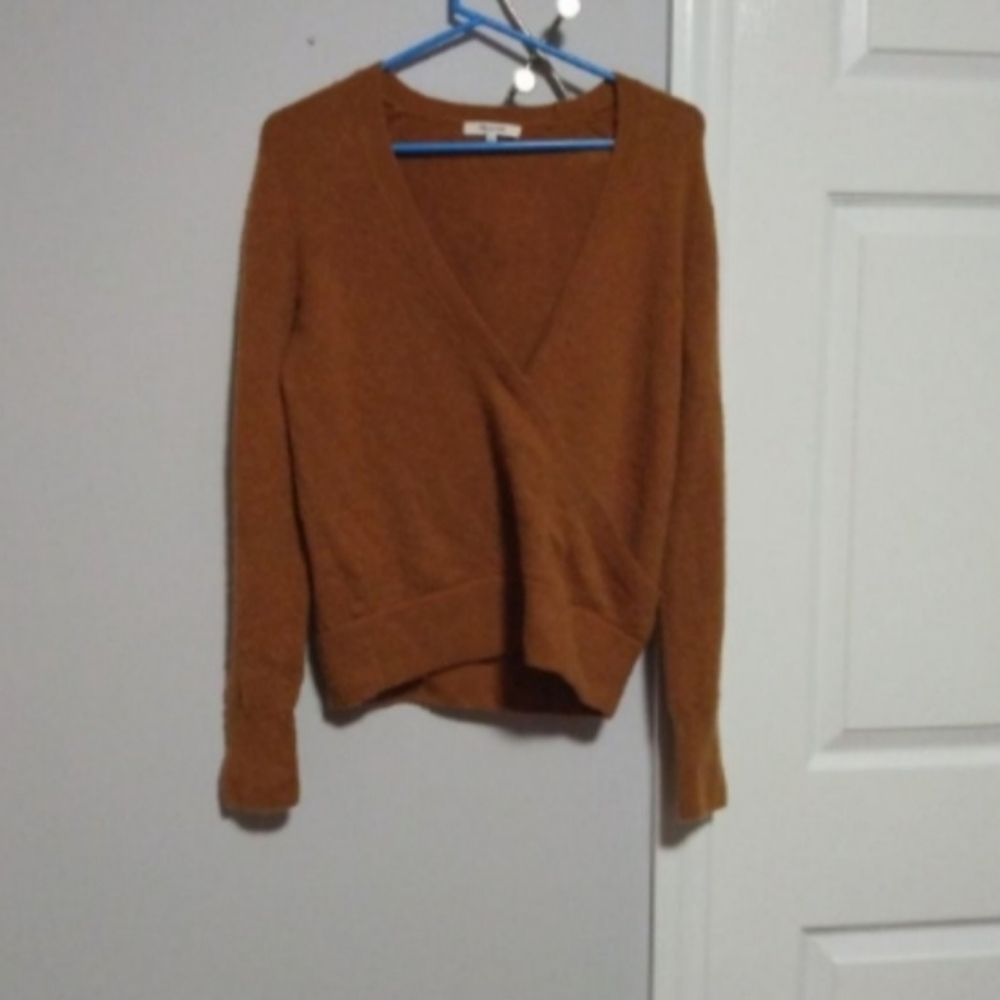 Madewell Faux Wrap Womens Orange Pullover Sweater Sz S